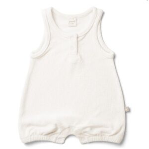 Goumi Viscose From Bamboo Organic Cotton Sleeveless Romper, Cloud Terry